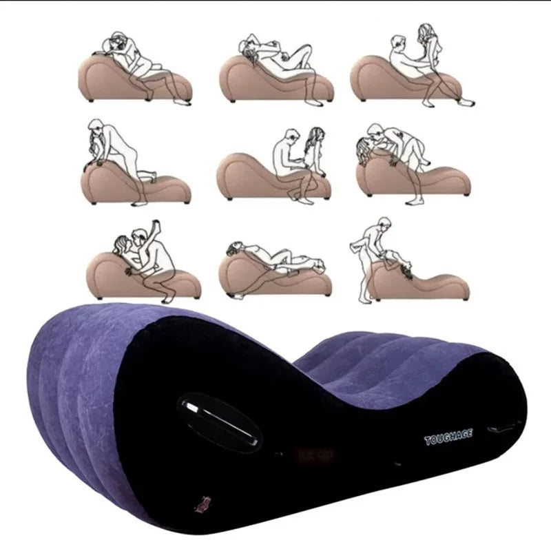 Sofa Inflatable Bench Bed Magic Lounge S-Shape Pillow Furniture for Adults Rest Kids Rest Game Toys Couples-Love Position Aid