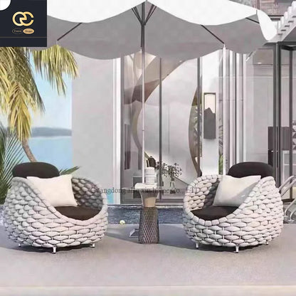 New Design Northern Europe Outdoor Luxury Rattan Woven Combination Sofa Simple Villa Design Terrace Furniture