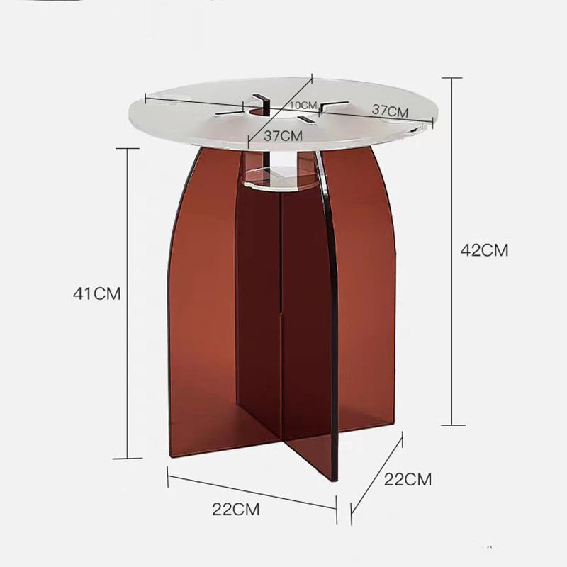 Modern Transparent Acrylic Long Coffee Table with Unique round Design Living Room Furniture with Metal Material