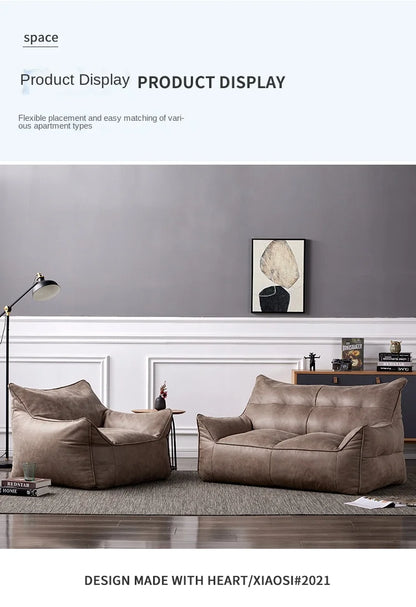 OTAUTAU 3-seat Retro Faux Leather Bean Bag Sofa Cover SF003【No Filler Inside ! You Need To Buy The Filler By Yourself！】