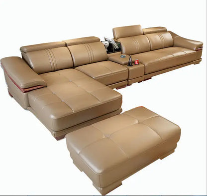 Living Room Sofa set furniture real genuine cow leather sofas recliner couch puff asiento muebles de sala canape L sofa cama