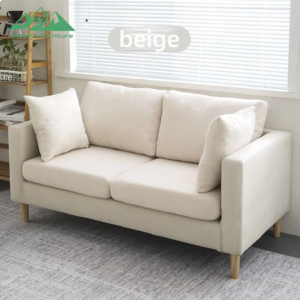 Wayon      Reclining Fabric Chaise Lounge Sofa for Living Room with Removable Pillows and Wooden Legs, Light Green