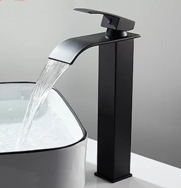 LED mixer tap for washbasin, outdoor decorator with luminous waterfall effect, colors changing according to temperature