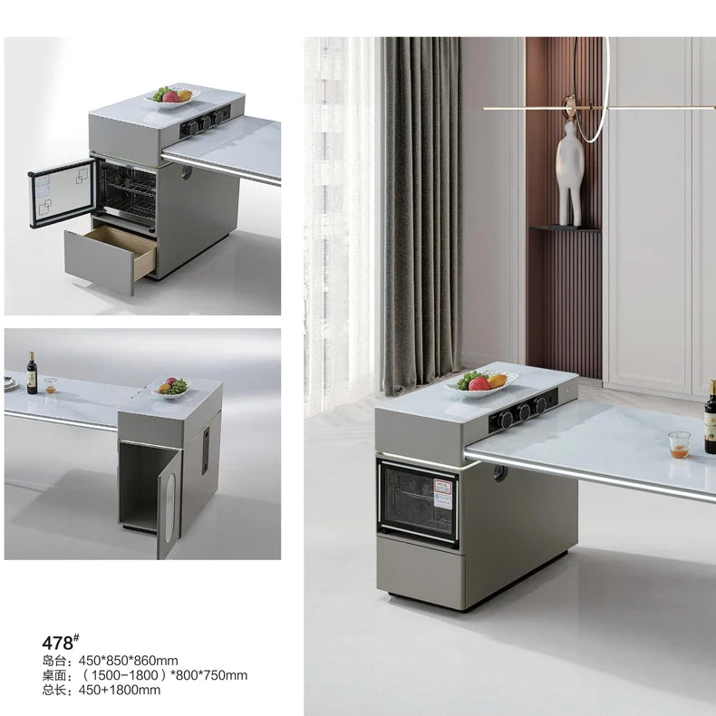 Modern Design Extendable Dining Desk Wooden Panel with 3-4 Drawers for Home Furniture in Hotels and Apartments