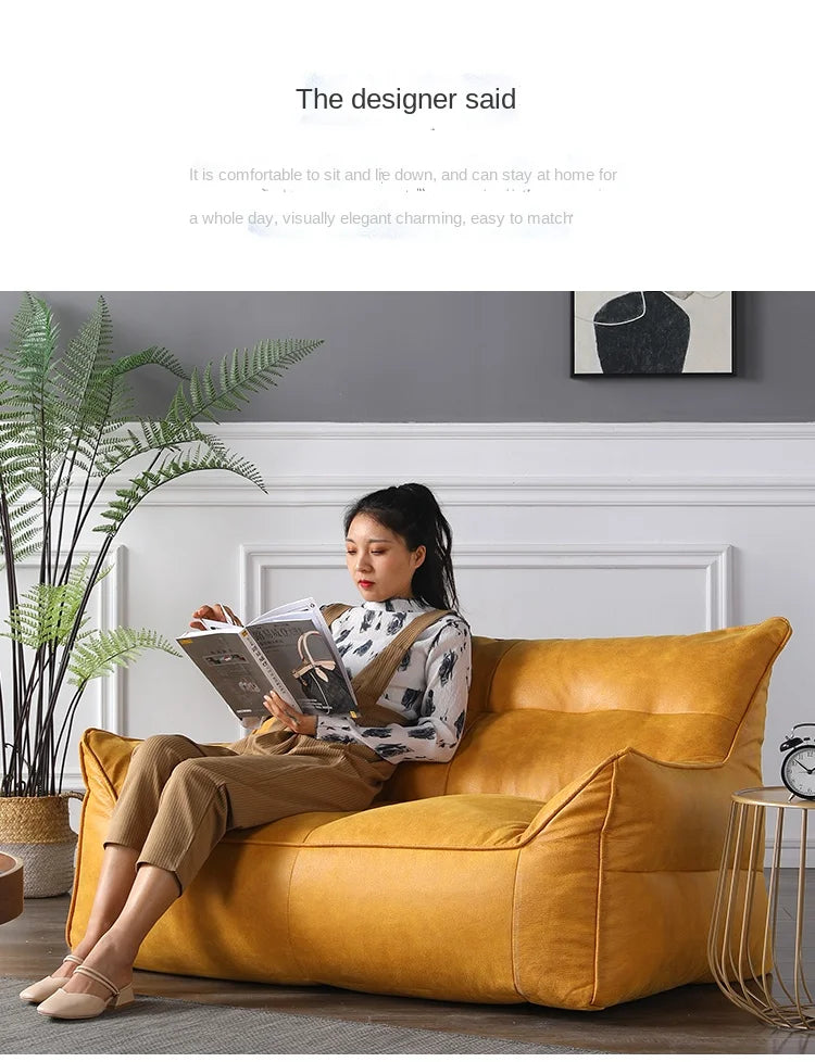 OTAUTAU 3-seat Retro Faux Leather Bean Bag Sofa Cover SF003【No Filler Inside ! You Need To Buy The Filler By Yourself！】