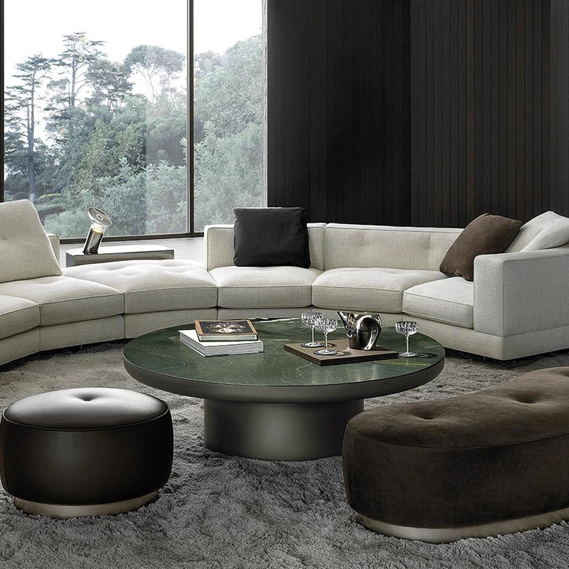 Italian-designed Living Room Table Round Natural Marble Center Table Coffee Table Set in Luxurious Modern