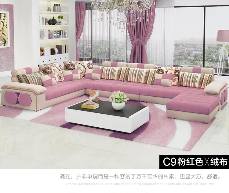 MANBAS Fabric Big Sofa Set Living Room Furniture Cloth Sofa Modernos Para Sala Sectional Sofa U Shape Corner Couch Grandes Salon