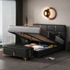 2-Piece  Size MDF Bedroom  Adjustable Height Convertible Upholstered Platform Bed Hydraulic Storage Home Furniture