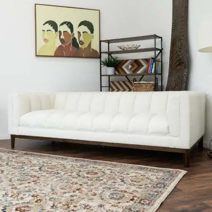 Modern Melissa Mid-Century  3-Seater White Boucle Modern Sofa for Living Room Furniture