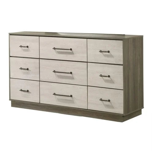 Modern 5-Piece Full Bedroom Set with Convertible & Adjustable Bed Wood in Beige & Brown Home Bedroom Furniture
