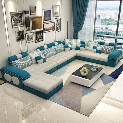 MANBAS Fabric Big Sofa Set Living Room Furniture Cloth Sofa Modernos Para Sala Sectional Sofa U Shape Corner Couch Grandes Salon