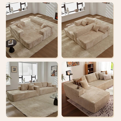 Best-Selling Convertible Tufted L-Shaped Modular Fabric Sofa with Modern Design for Living Room-Flexible Combination Sofa Set