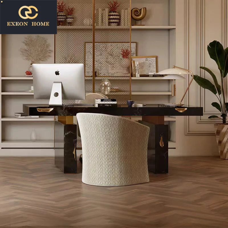 2024 High-end Italian Luxury Green Emerald Marble President Desk High-end Villa Design Learning Table