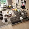 Wayon   Modular Fabric L-Shaped Sofa with Wooden Legs & Built-in USB Charging Storage Unit Modern Living Room Set