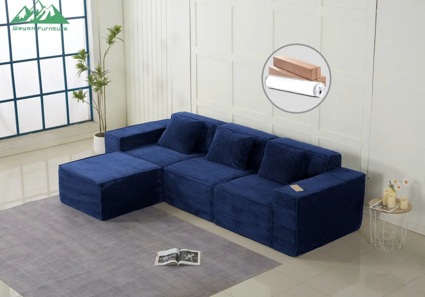 Wayon High Quality Modular Sectional Sofa Set High Density Foam Compressed for Large House