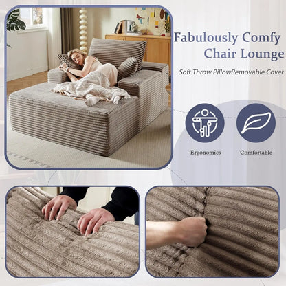 Compress Single Lazy Sofa Corduroy Sectional Sofa Living Room Bedroom Recliner