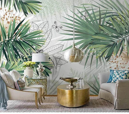 Custom 3D Mural Wallpaper Tropical Plants Rainforest Palm Leaf Interior Bedroom Dining Room Living Room Photo Wall Decoration