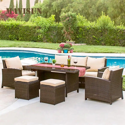 Nordic Rattan Sofa Combination For Courtyard Balcony Patio With Coffee Table Outdoor Garden Furniture Set Leisure Corner Sofas