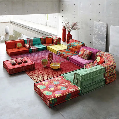 Modern Solid Wood Upholstered Extendable Square Sectional Mah Jong Sofa Living Room Furniture Modular Adjustable Apartment/Villa