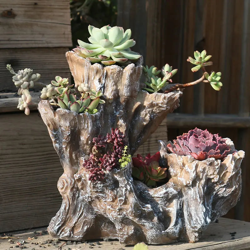 American Broken Root Shape Succulent Resin Flower Pot Outdoor Balcony Furnishing Crafts Garden Villa Vase Ornaments Decoration