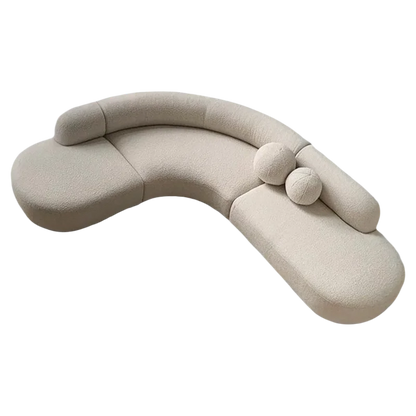 Italian-Style Light Luxury Cream Sofa Curved Wabi-Sabi Irregular Corner for Large-Sized Living Room Home