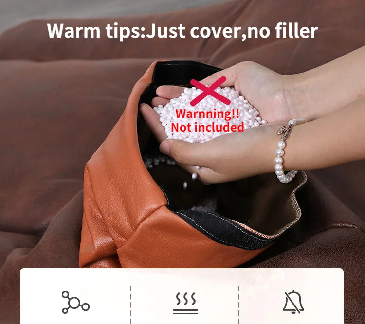 OTAUTAU 3-seat Retro Faux Leather Bean Bag Sofa Cover SF003【No Filler Inside ! You Need To Buy The Filler By Yourself！】