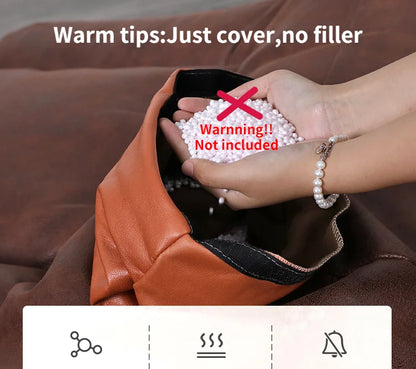 OTAUTAU 3-seat Retro Faux Leather Bean Bag Sofa Cover SF003【No Filler Inside ! You Need To Buy The Filler By Yourself！】