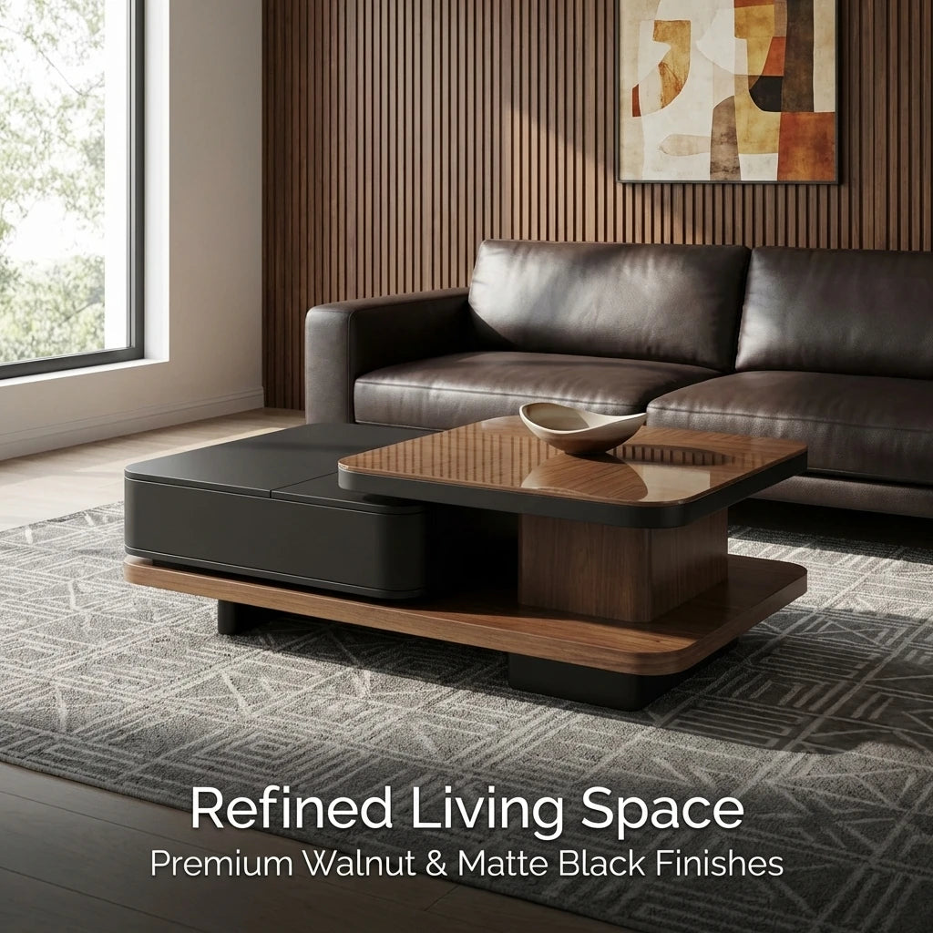 Modern Two-piece Design, Coffee Table, Wooden Board, Glossy Paint, Easy to Clean, Durable, Household Living Room Furniture