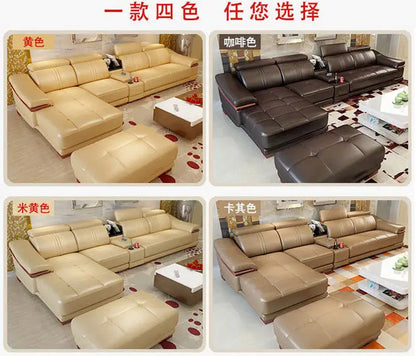 Living Room Sofa set furniture real genuine cow leather sofas recliner couch puff asiento muebles de sala canape L sofa cama