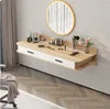 Hanging Wall-mounted Floating Bedroom Makeup Dressing Table Modern Simple Design Panel Rounded Corners Round Mirror Bedside Desk