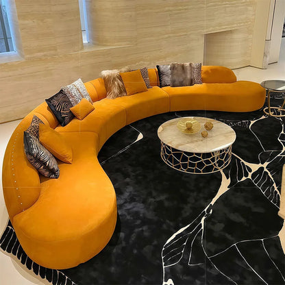 Italian High-End Luxury Modern Designer Curved Sofa Set Convertible and Upholstered for Modern Fashion Living Room Furniture
