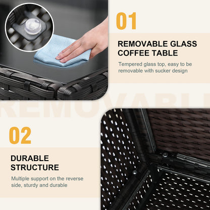 7-piece Sofa Custom Modular Combination Rattan Garden Preferred Outdoor Furniture Factory Wholesale Low-cost Sofa Set Multicolor