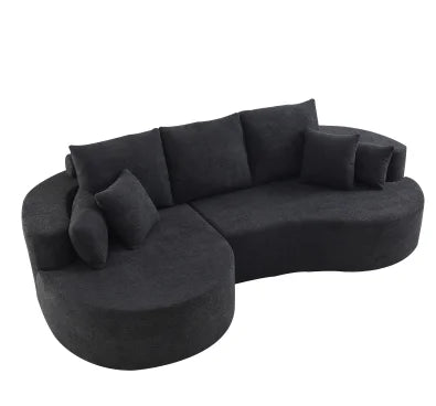 106 In. 2-Piece Modern Reclining Fabric Cloud Curved Sectional Sofa  with Chaise for Villa Living Room Bedroom Apartment-Gray