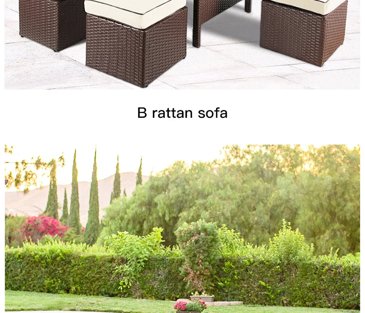 Nordic Rattan Sofa Combination For Courtyard Balcony Patio With Coffee Table Outdoor Garden Furniture Set Leisure Corner Sofas