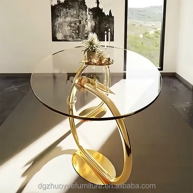 Italian Luxury High-Grade Metal Tempered Glass Oval Dining Table Set Modern Design for Home Apartment Villa 10+ Seater