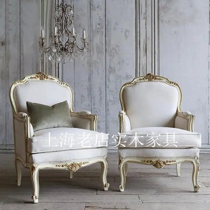 French Style Living Room High-end Fashion Carved Antique Three-person Sofa Custom Furniture