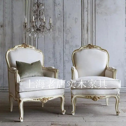 French Style Living Room High-end Fashion Carved Antique Three-person Sofa Custom Furniture