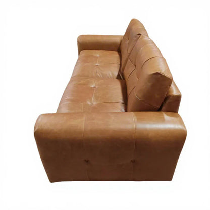 OEM ODM European Villa Retro Vintage Brown Genuine Leather Sectional Sofa Living Room Furniture Modular Premium Leather Sofa Set