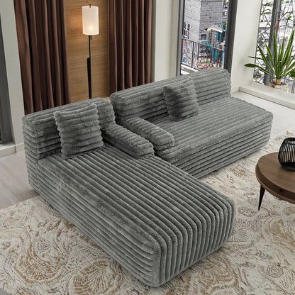 Cloud Convertible Sectional Sofa Set Modular Design for Apartment Living Room Dark Gray