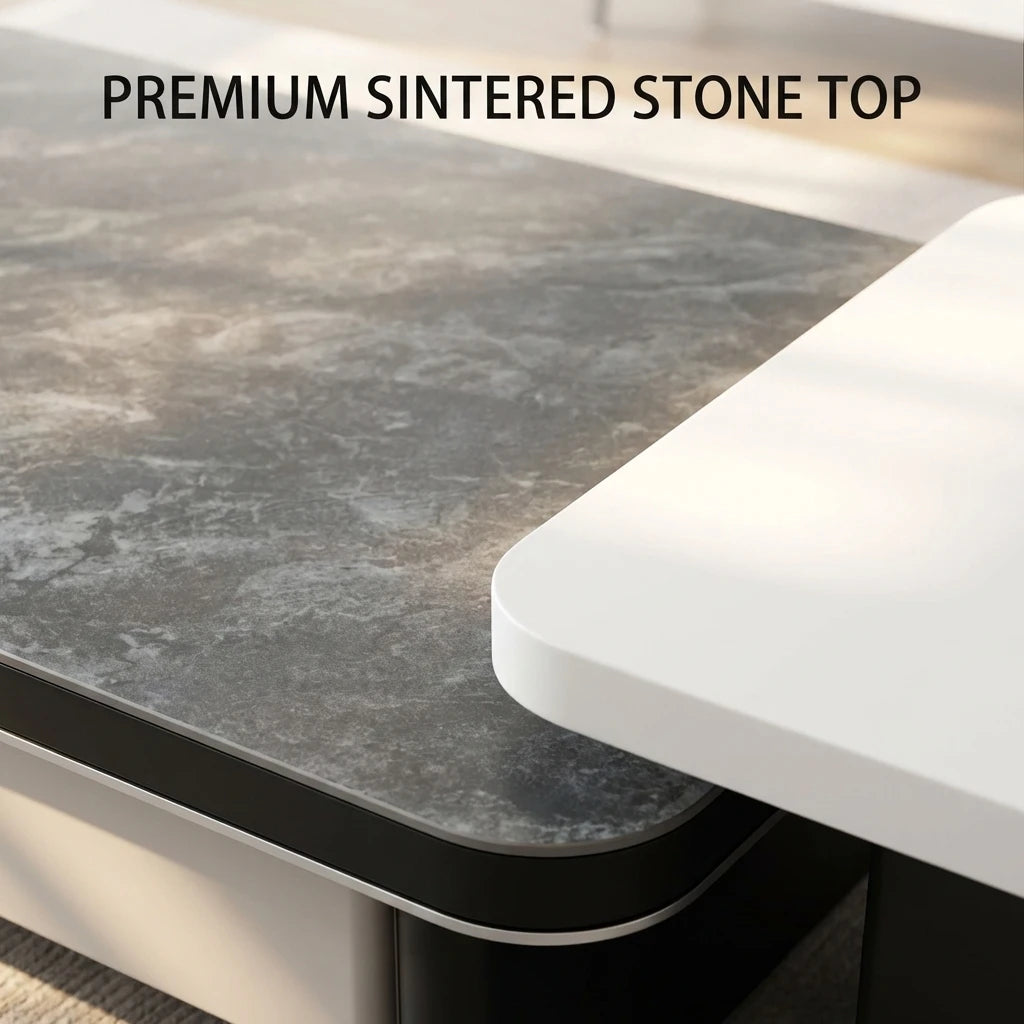 Modern Two-piece Design, Coffee Table, Wooden Board, Glossy Paint, Easy to Clean, Durable, Household Living Room Furniture