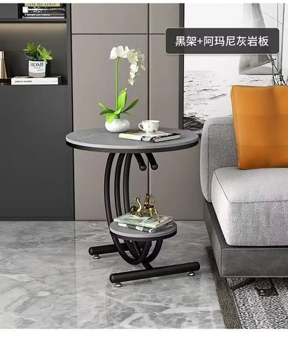 Contemporary Modern Luxury Living Room Side Table Made of Sintered Stone With Metal Frame Home Bar Office Furniture Park