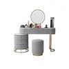 Nordic Modern Vanity Dresser With Drawers, Bedroom Furniture Makeup Dresser With Mirror, Dressing Table With Lights
