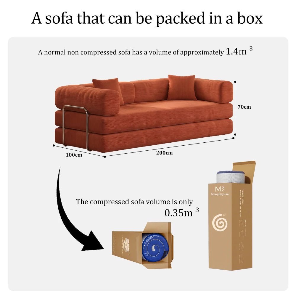 Vacuum Roll-Packed High Density Sponge Convertible Modular Compressed Fabric Tufted Modern Sofa Set Removable Covers Apartment