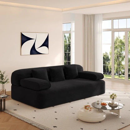 78.7" Frameless Modern Sofa Set 2-in-1 Convertible Sofa Bed with 3 Pillows Plush Corduroy Fabric Multi-Functional 3-Seater Villa