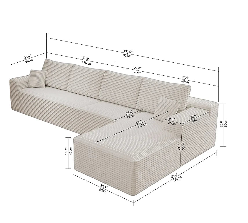 Modular Convertible Sectional Sofa  Upholstered L-Shape Modern Sofa for Living Room Bedroom Apartment No Assembly Required