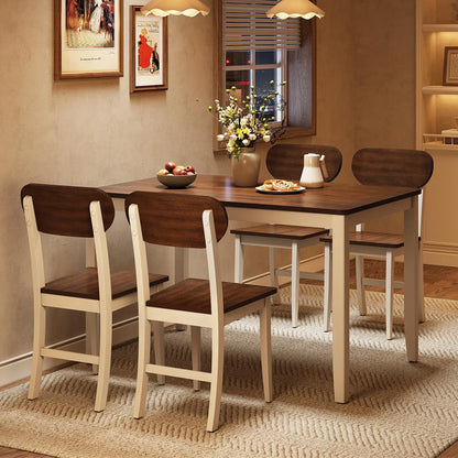 5-Piece Solid Wood Dining Table Set for 4