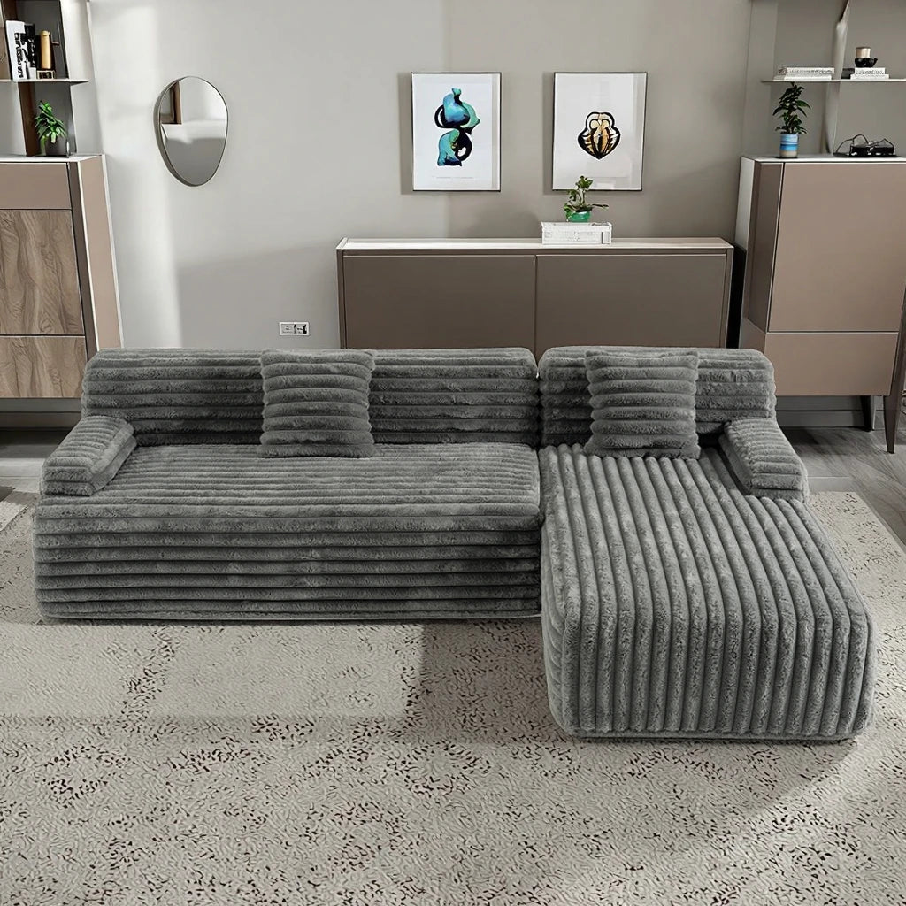 Cloud Convertible Sectional Sofa Set Modular Design for Apartment Living Room Dark Gray