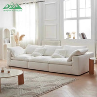 Wayon   Modern Modular Sofa with Wooden Legs Light Beige Fabric for Apartment Living Room Flexible Sectional