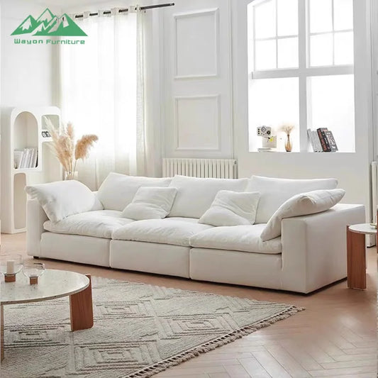 Wayon   Modern Modular Sofa with Wooden Legs Light Beige Fabric for Apartment Living Room Flexible Sectional