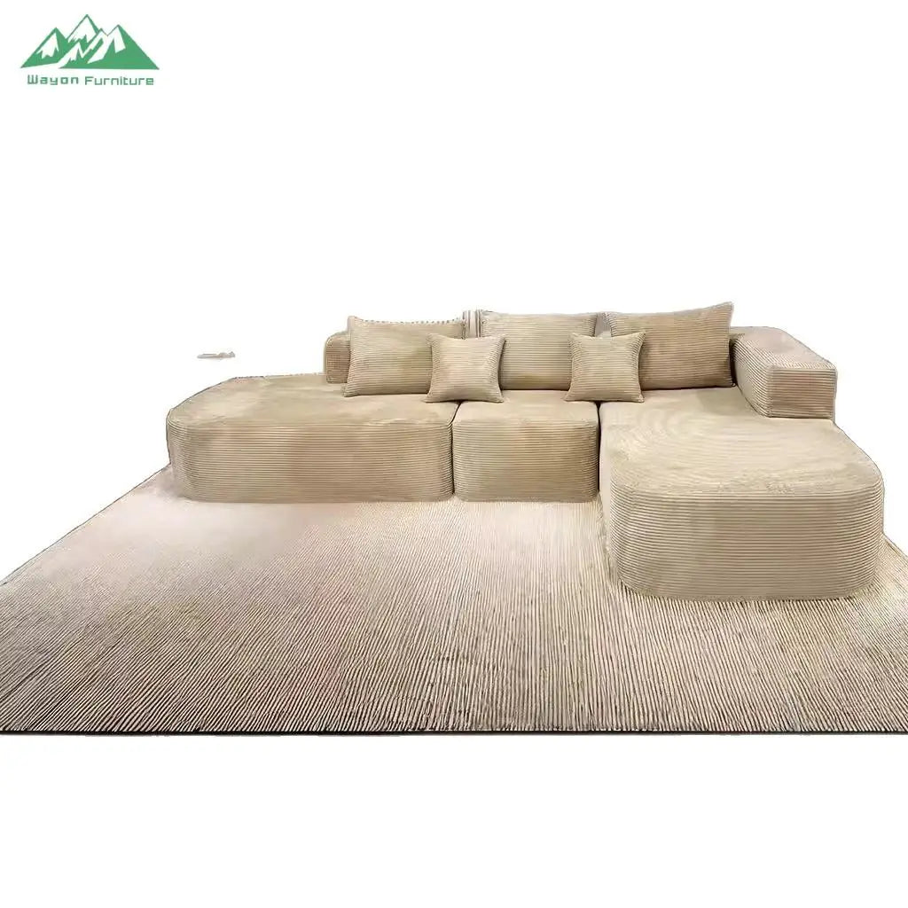 Wayon Luxury Extendable Convertible Compressible Foam Sofa Bed Set Modern Toeless Lounge Suite for Living Room & Villa